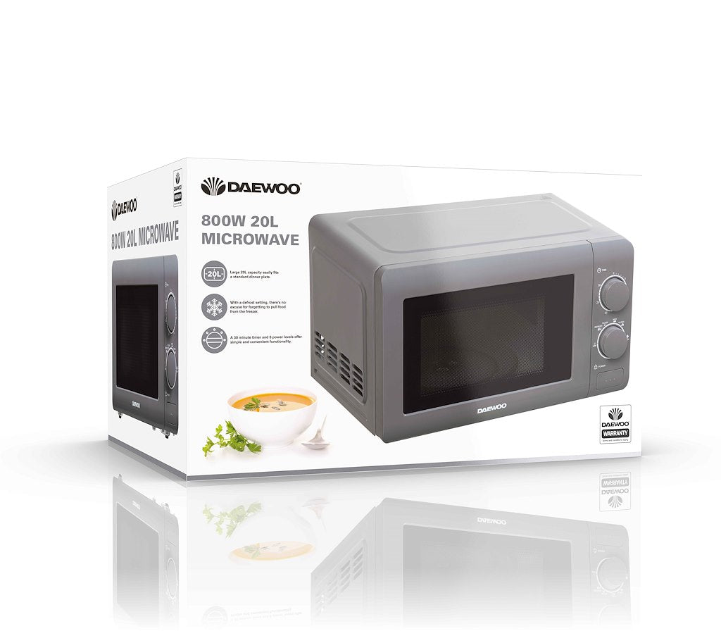 Daewoo SDA1961GE 800W Manual Microwave Grey