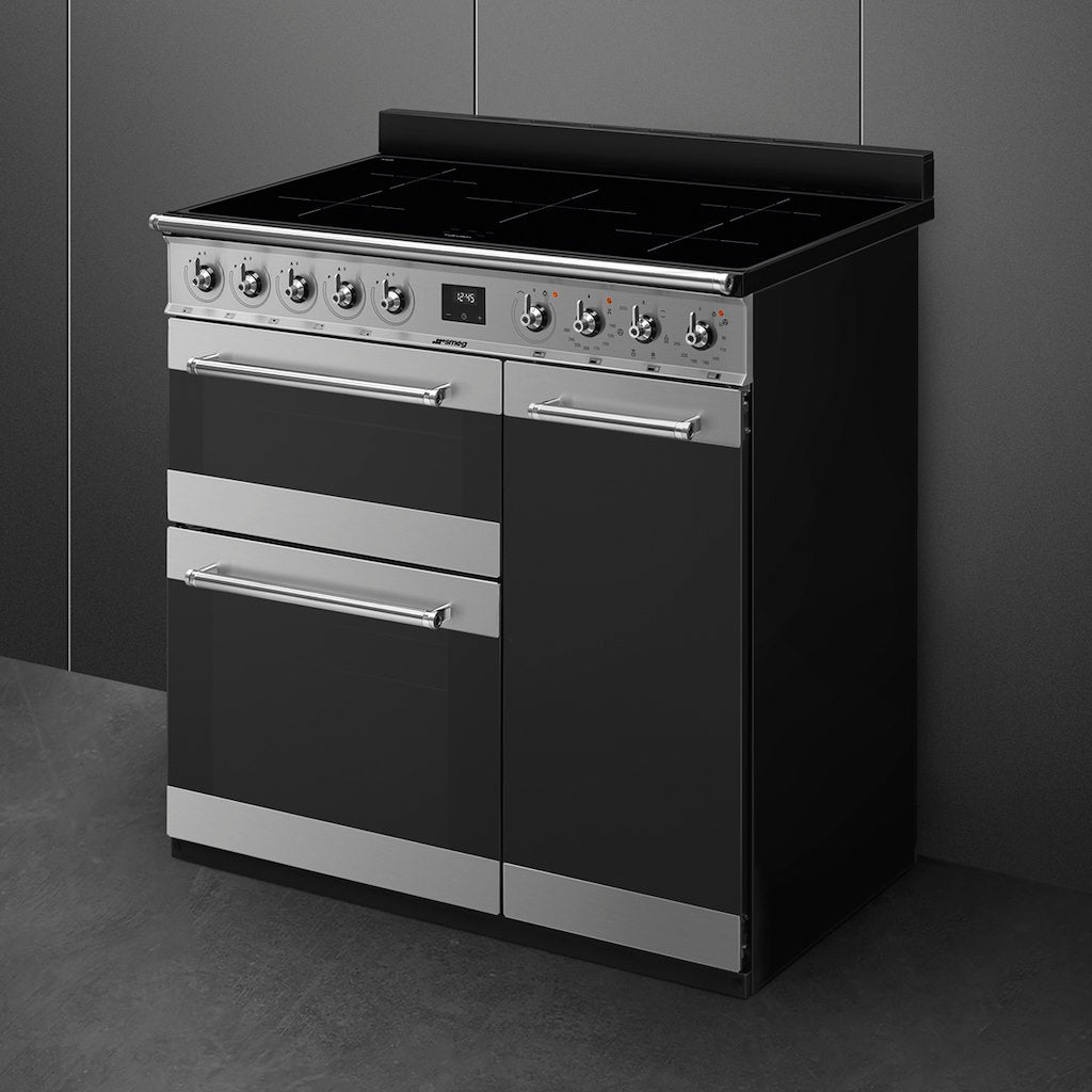 freestanding cooker, 90x60, stainless steel, ECLIPSE GLASS