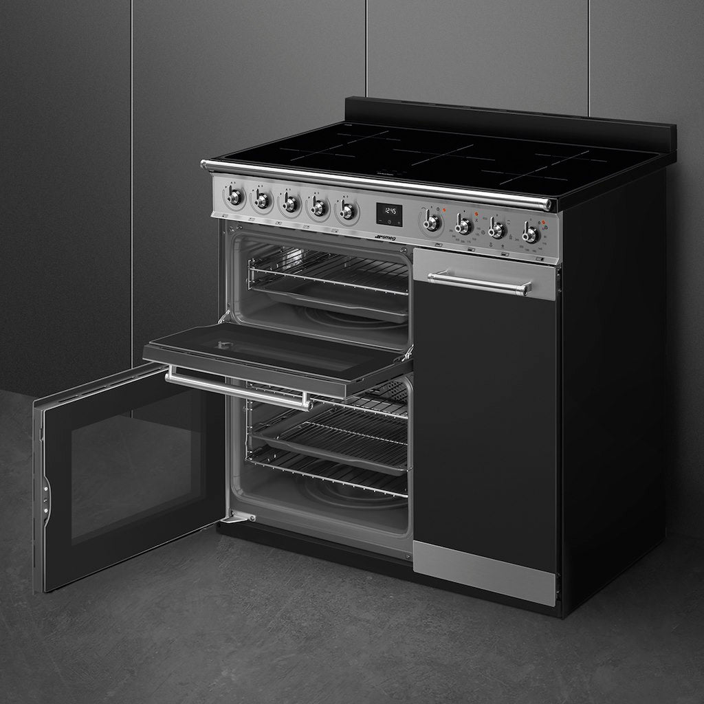 freestanding cooker, 90x60, stainless steel, ECLIPSE GLASS