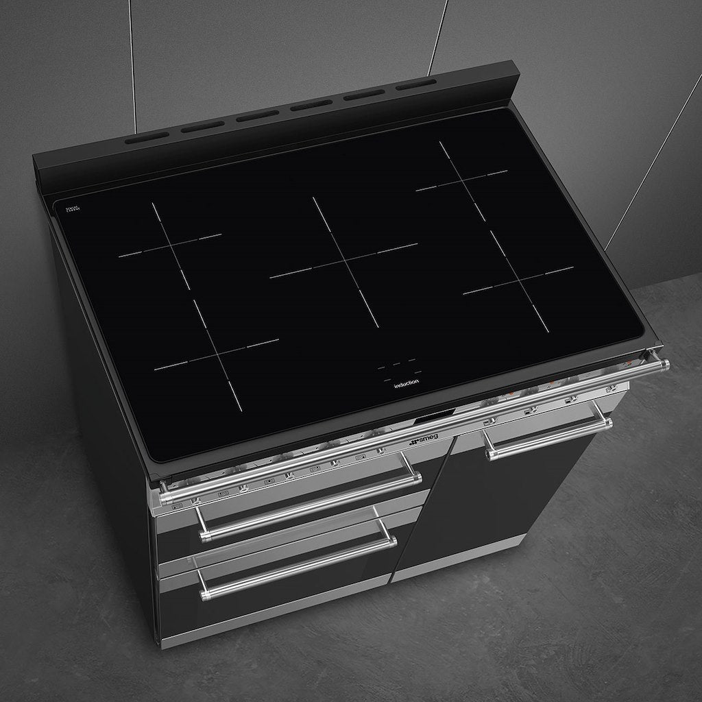 freestanding cooker, 90x60, stainless steel, ECLIPSE GLASS