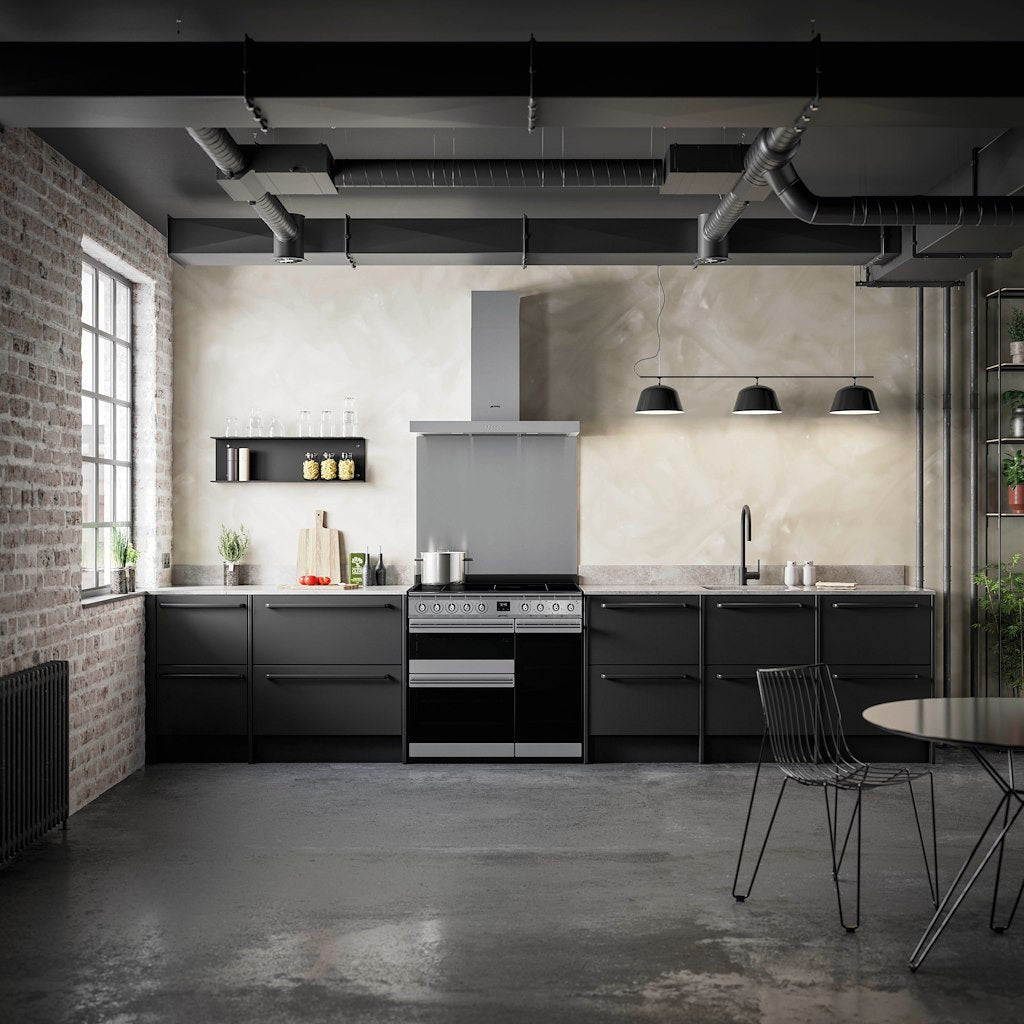 freestanding cooker, 90x60, stainless steel, ECLIPSE GLASS