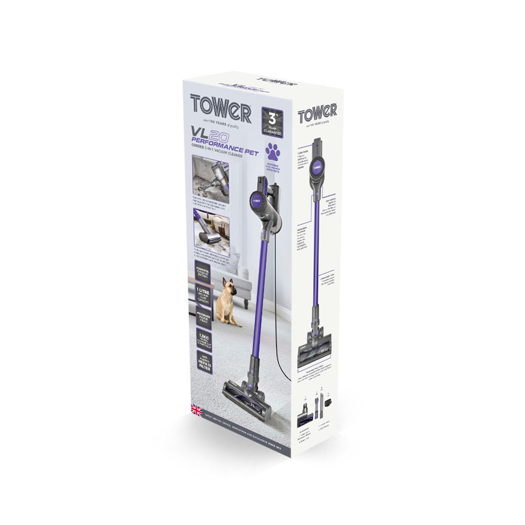 Tower T513006PETS VL20 Pets Corded Stick Vacuum Cleaner