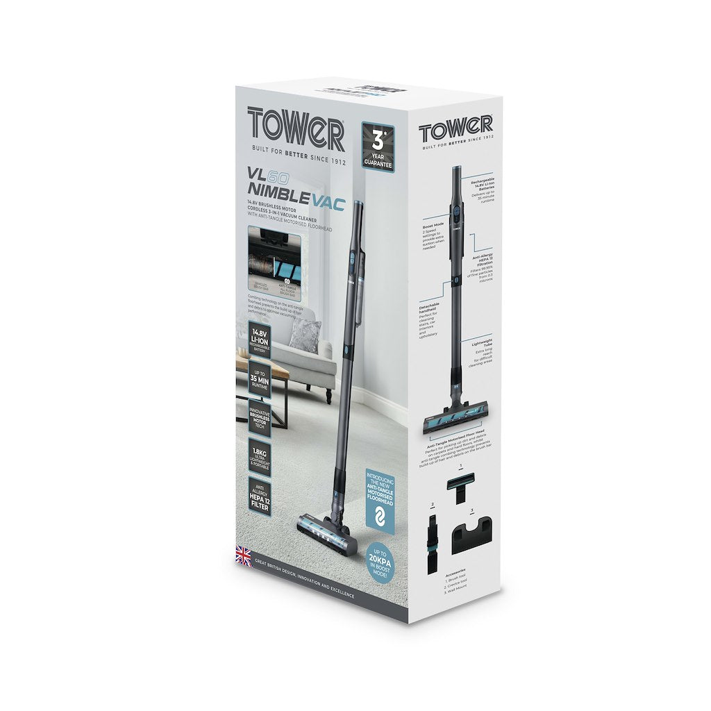 Tower T527101 VL60 Nimblevac Anti-Tangle Cordless Vacuum Cleaner