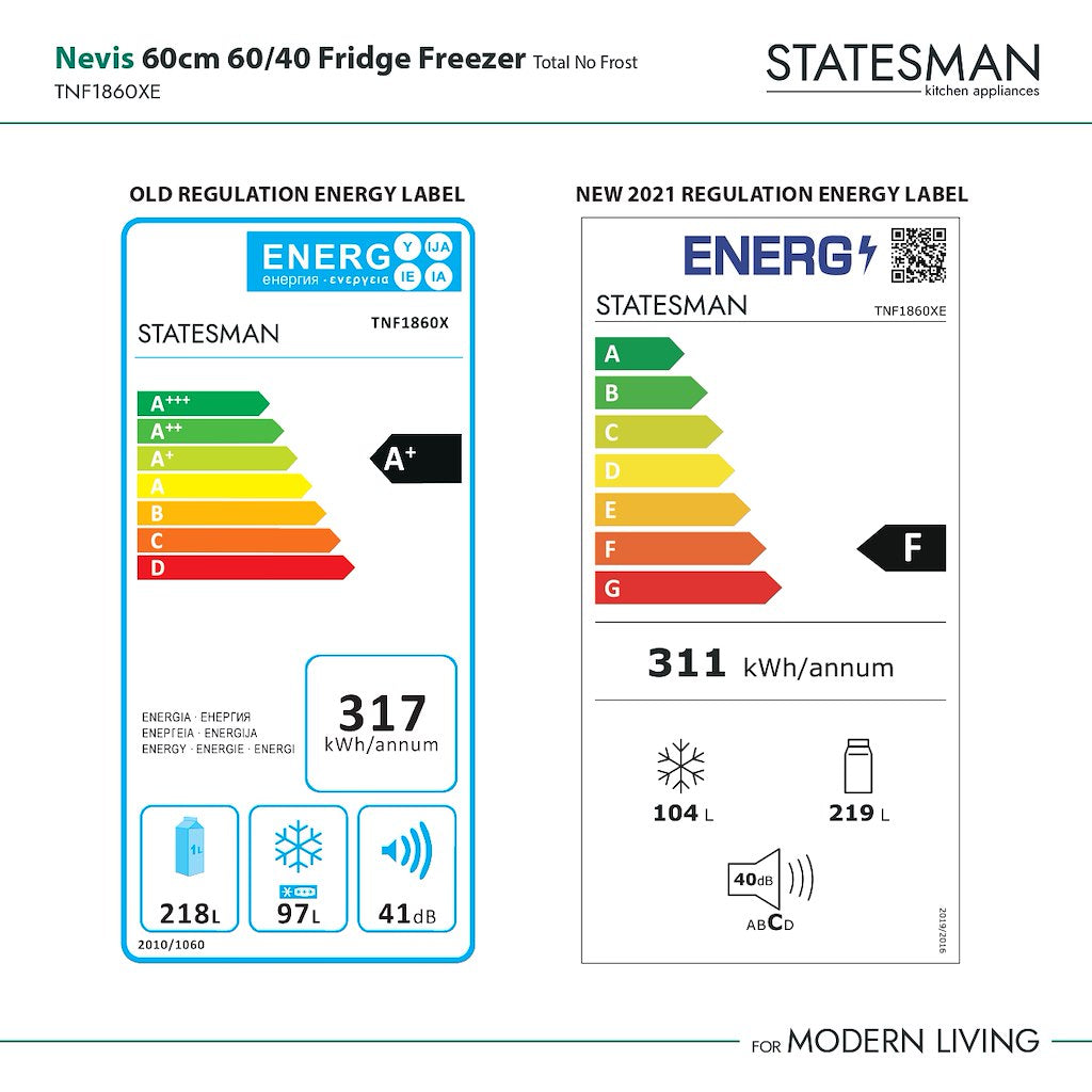 Statesman TNF1860XE 60cm 60/40 TNF Fridge Freezer