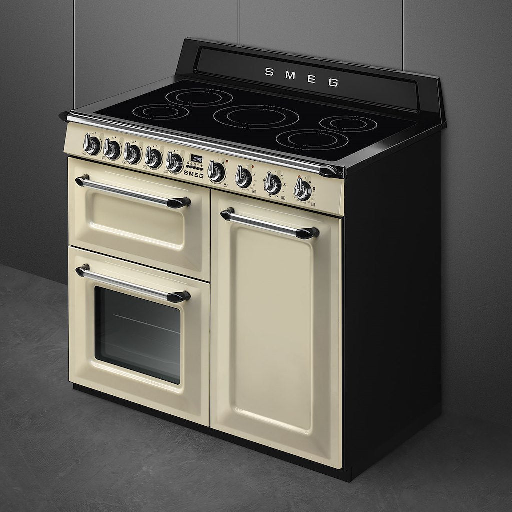 Victoria cooker, 100cm, triple cavity, induction hob, MF oven, cream