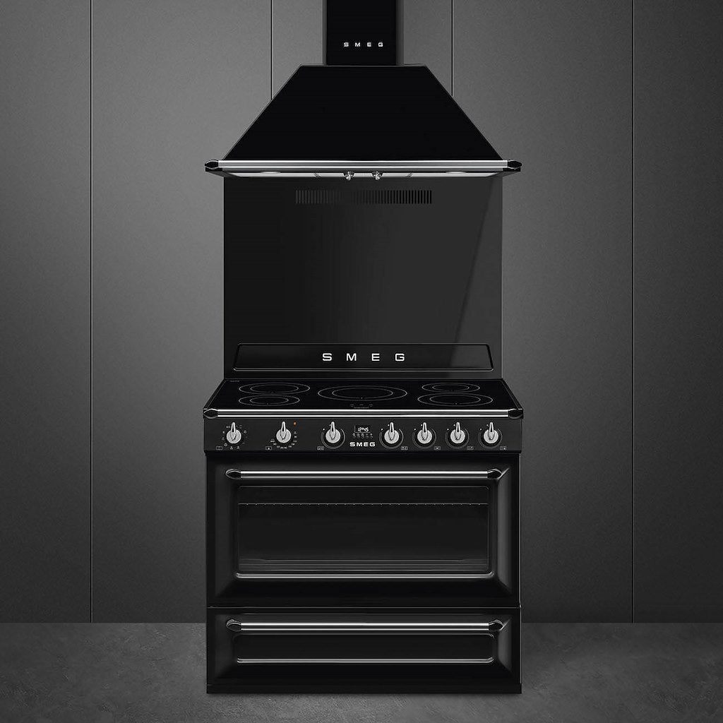 Victoria cooker, 90cm, single cavity, induction hob, MF oven, black