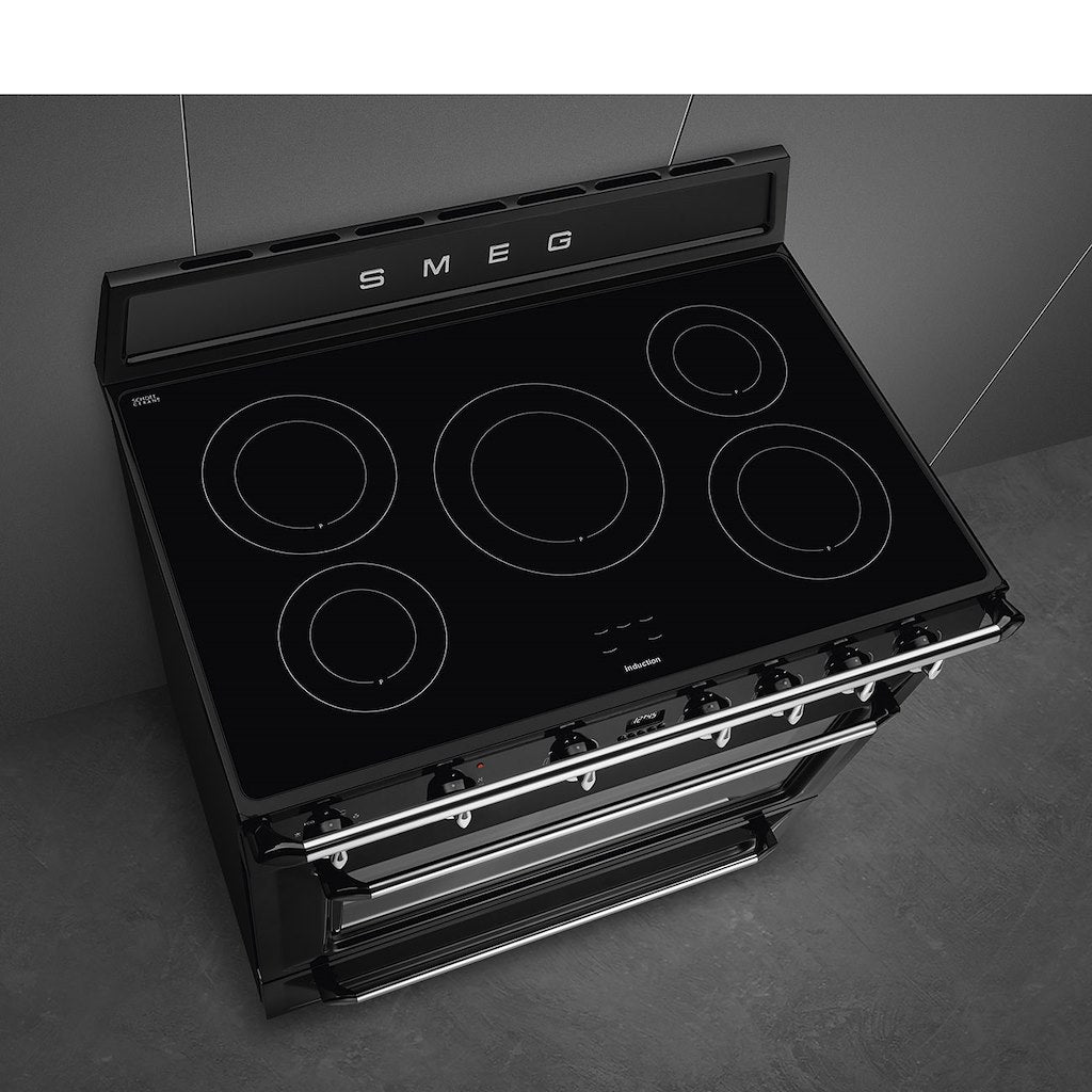 Victoria cooker, 90cm, single cavity, induction hob, MF oven, black