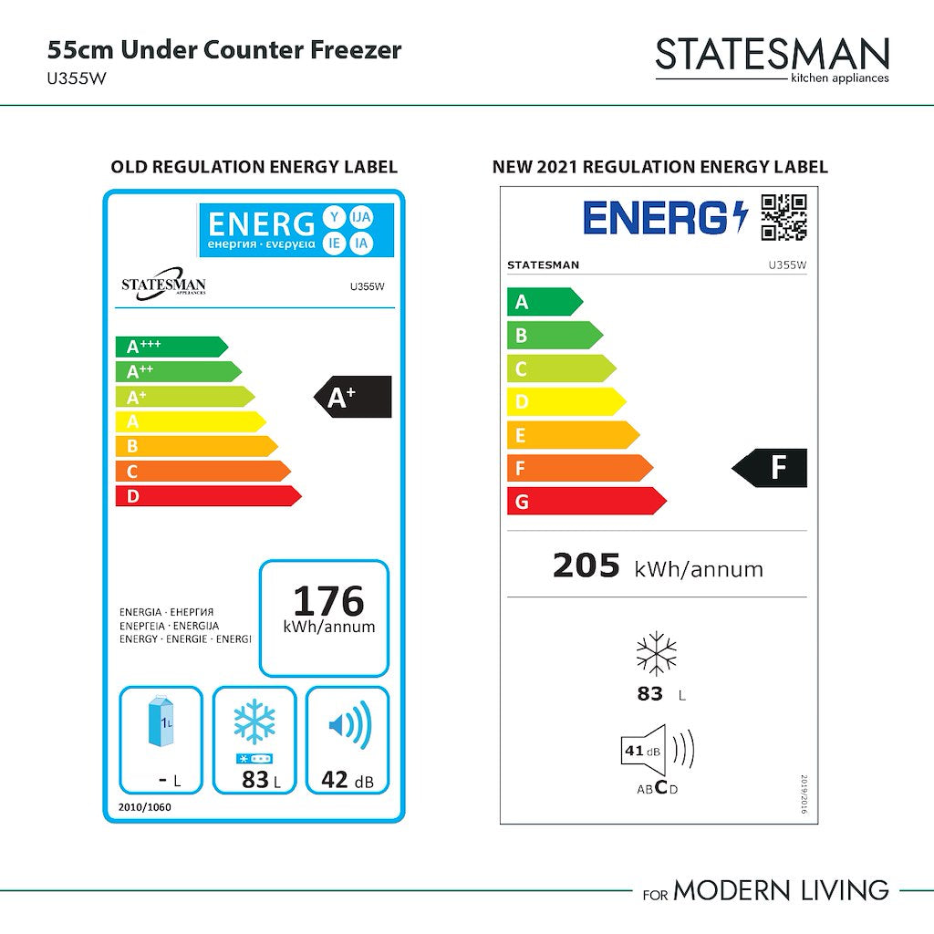 Statesman U355W 55cm Undercounter Freezer