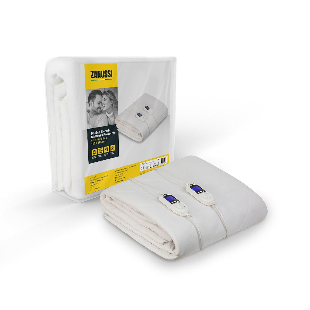 ZANUSSI ZEDB7002 Washable Electric Heated Mattress Protector with Fitted Skirt - Double 140 x 150cm