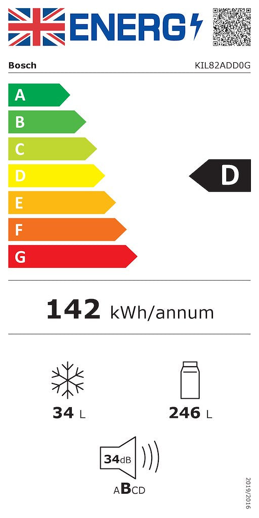 KIL82ADD0G, Built-in fridge with freezer section