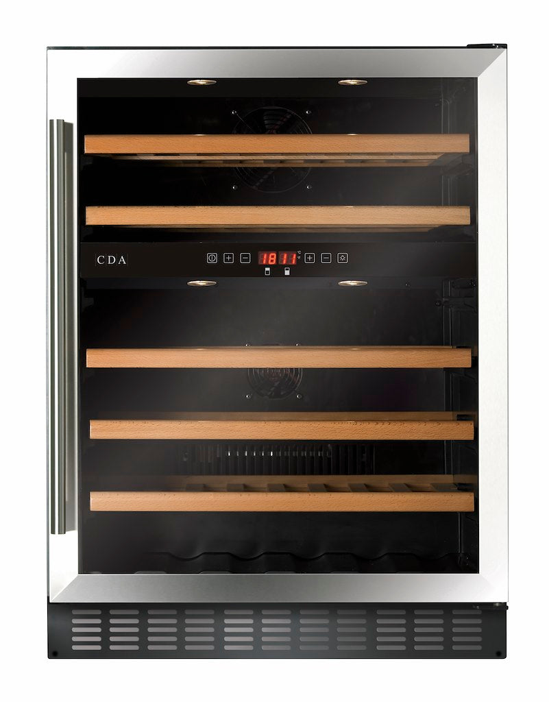 CDA FWC604SS 60cm Freestanding Undercounter Dual Zone Wine Cooler