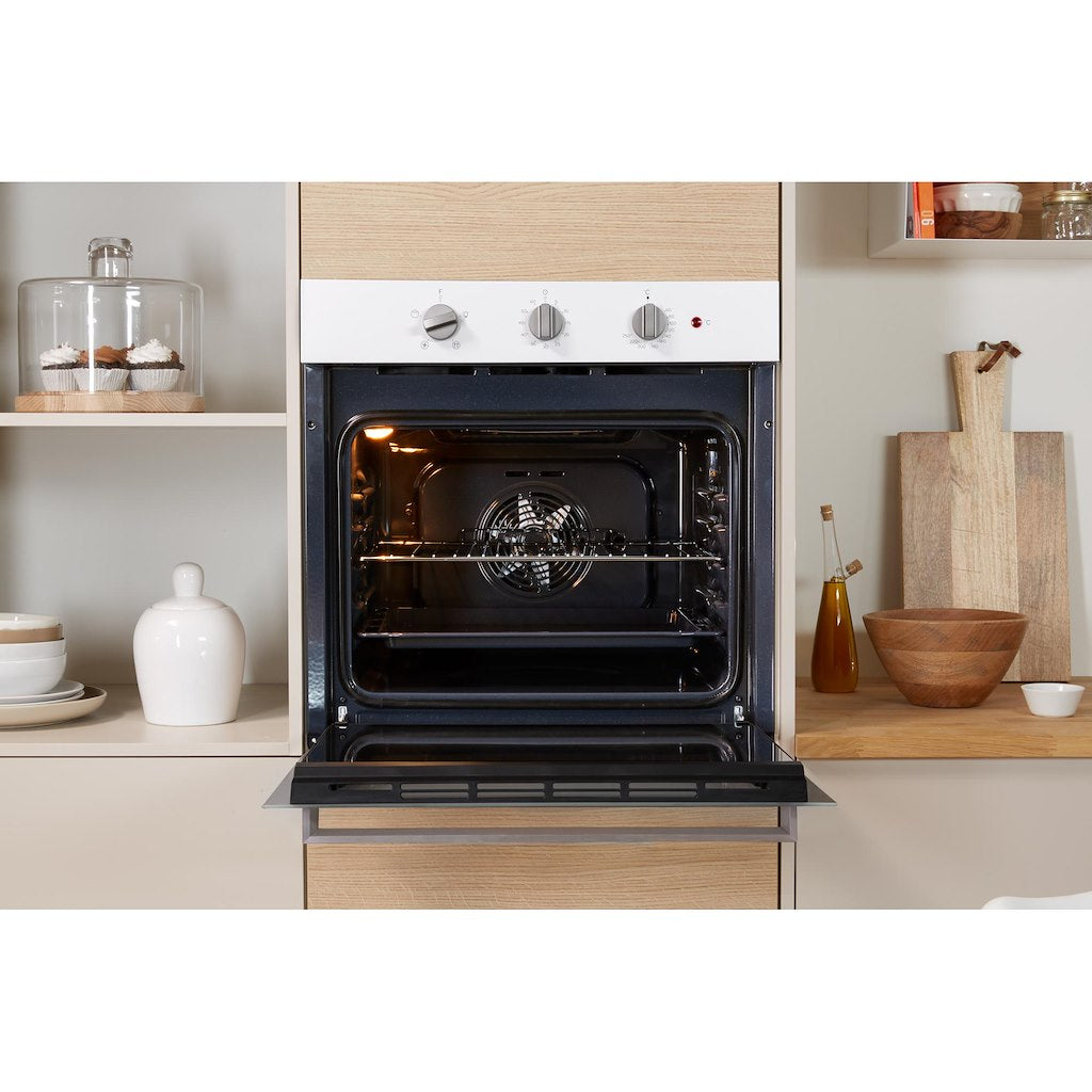 CLICK&CLEAN - Single Fan Oven - 66L - Dial Control - White With Tilting Grill and Programable Timer