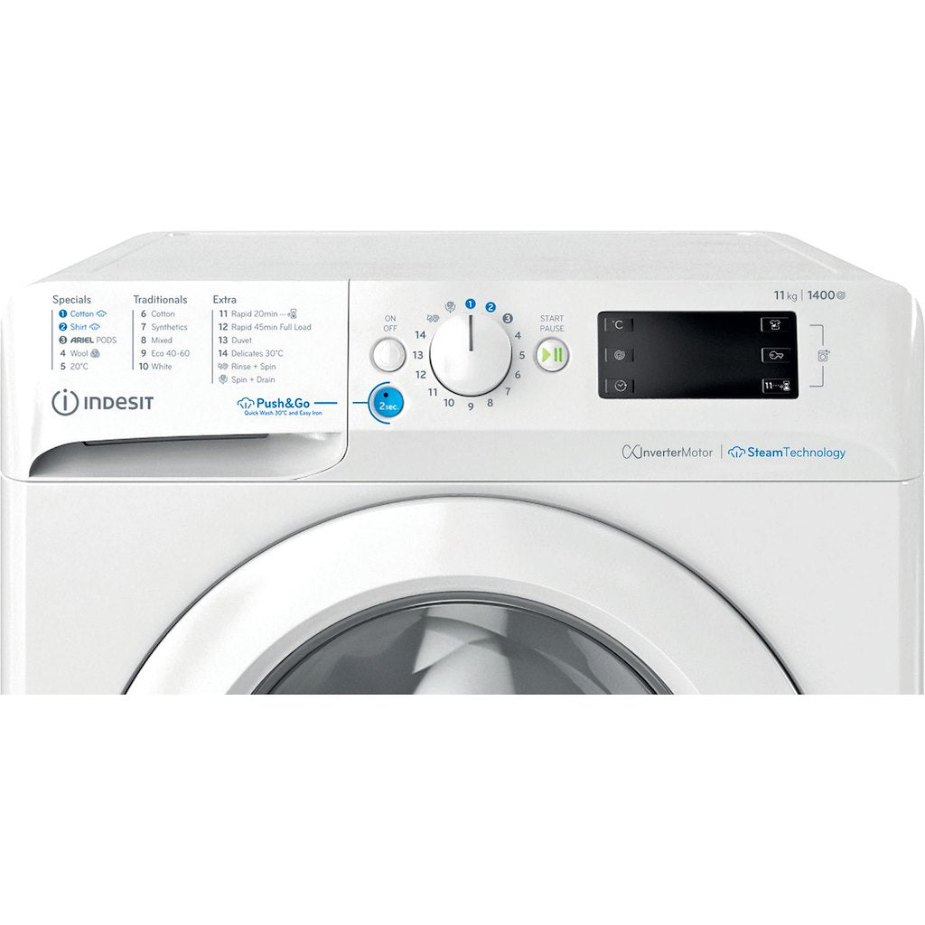 BWE111496XWVUK Indesit Push&Go Steam WASHING MACHINE - White - A
