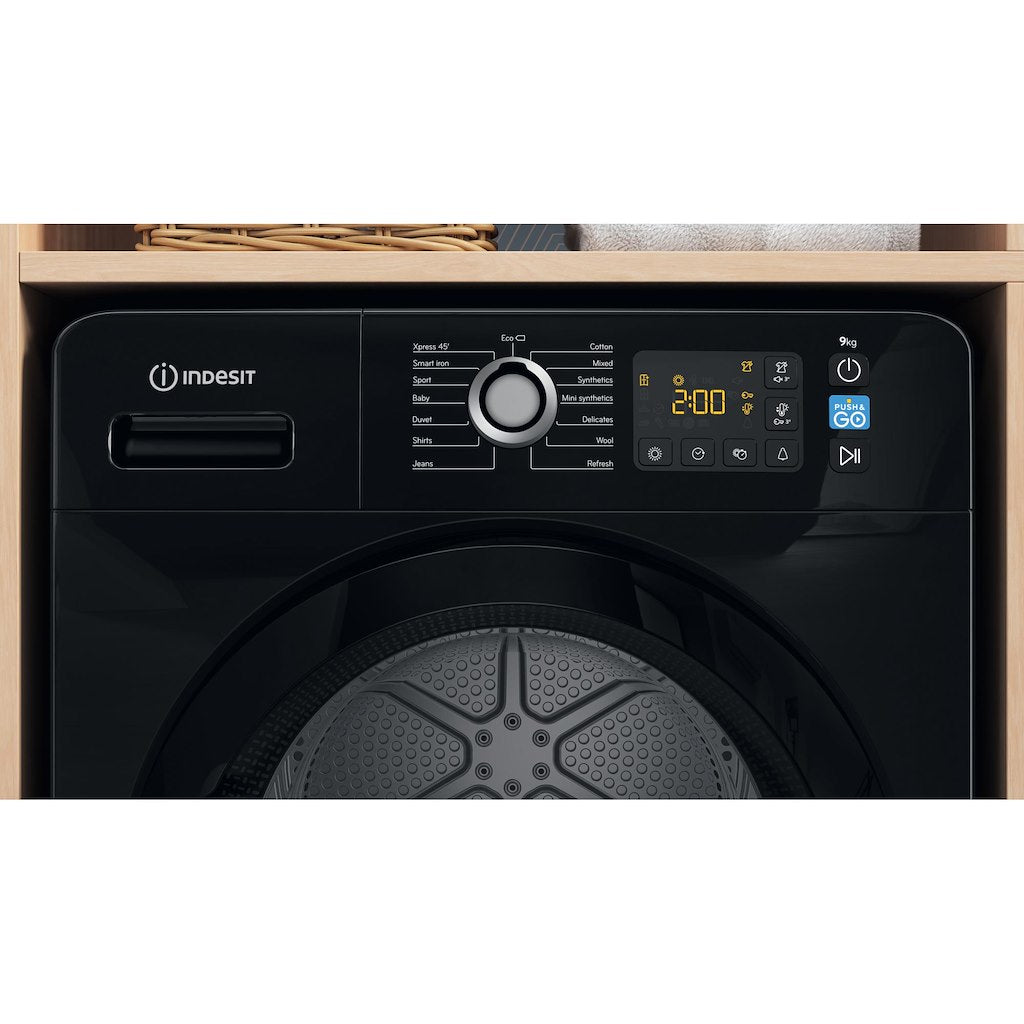 Indesit Heat Pump Tumble Dryer: Freestanding, 9,0kg - YT M11 92B X UK - Black