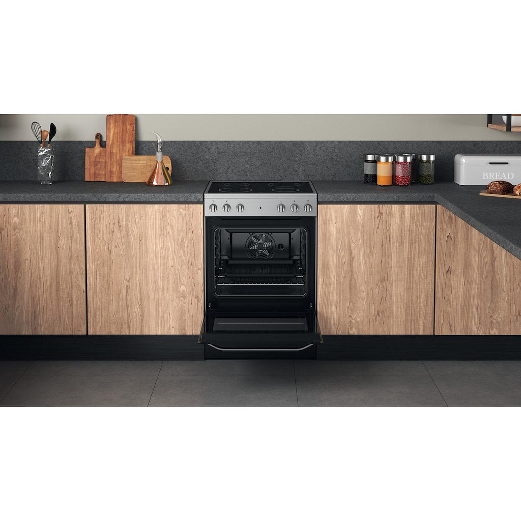Hotpoint Electric Single Cooker - Stainless Steel - 60cm - A Rated - HS67V5KHX/UK