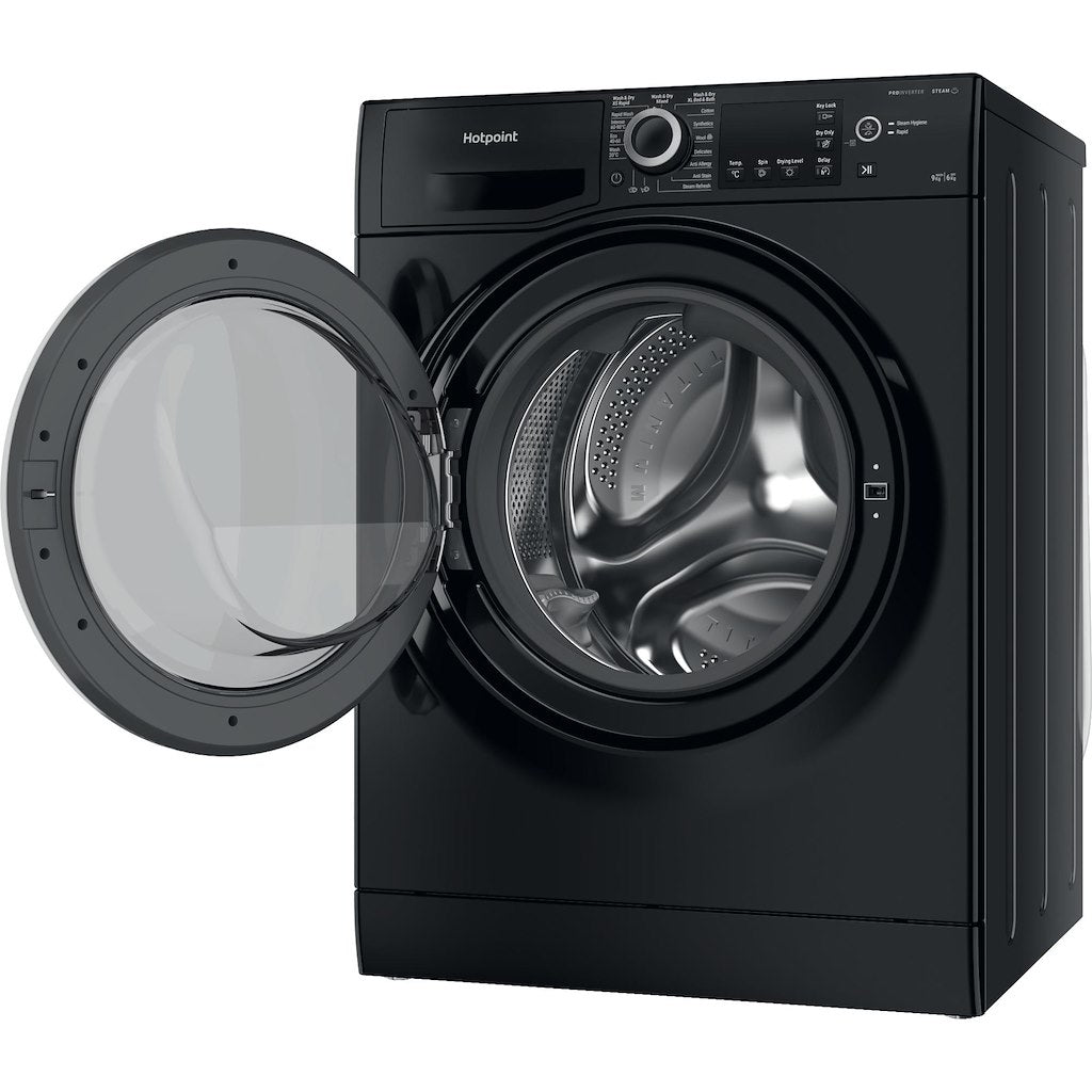 Hotpoint NDB9635BSUK black 9+6kg washer dryer - freestanding