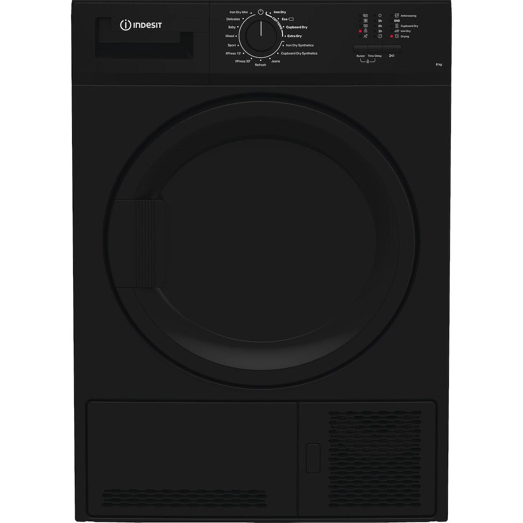 Indesit Dryer 8KG Condenser Sensor Dry Black 15 cycles