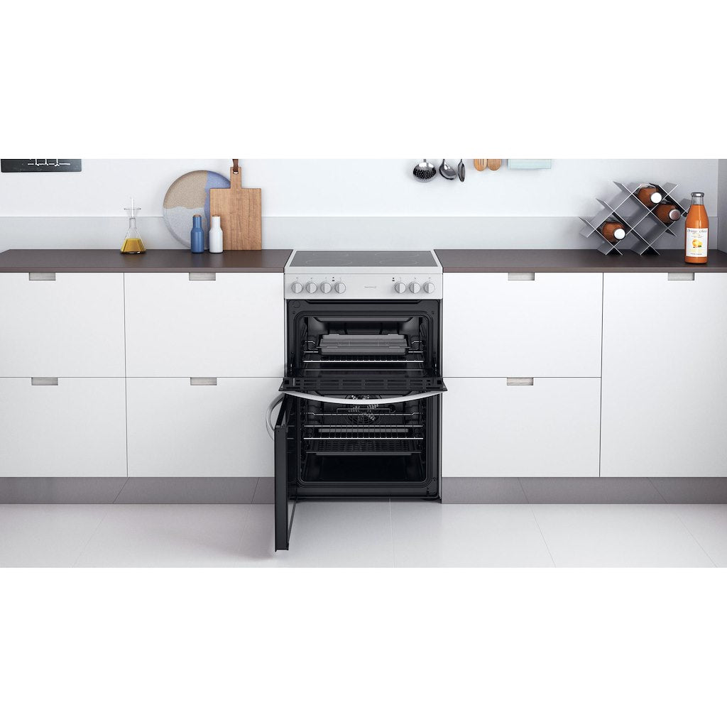 Electric Double Oven Cooker - Fan Oven - White With Click&Clean and Ceramic Hob