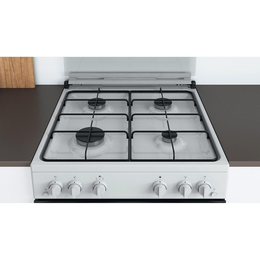 Gas Double Oven Cooker - Dial Controls - White With Click&Clean and Tilting Grill