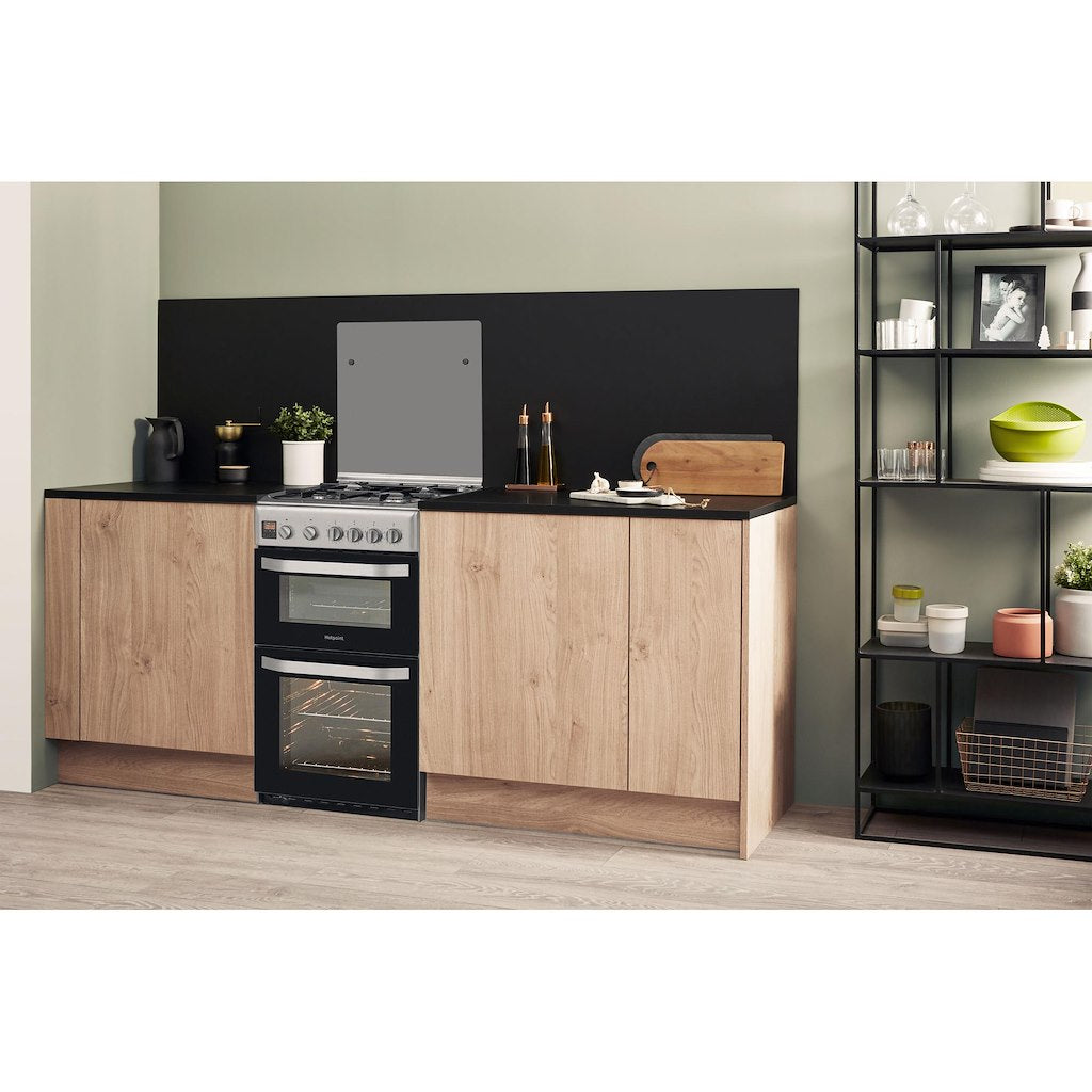 Gas Double Oven Cooker - Coventional Oven - Stainless Steel With Fast Preheat and Digital Clock & Minute Minder