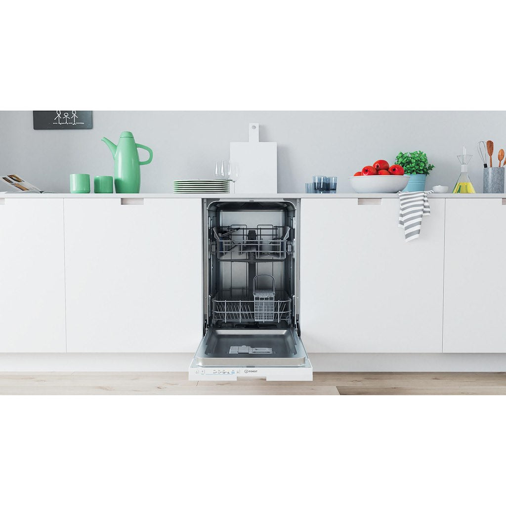Indesit Push&Go IN2IE10CS80UK Integrated Slimline Dishwasher 10 Place Settings - White
