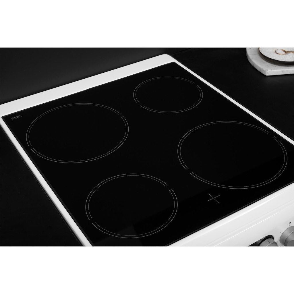 Electric Double Oven Cooker - Fan Oven - White With Fast Preheat and Easy Clean Removable Glass Door