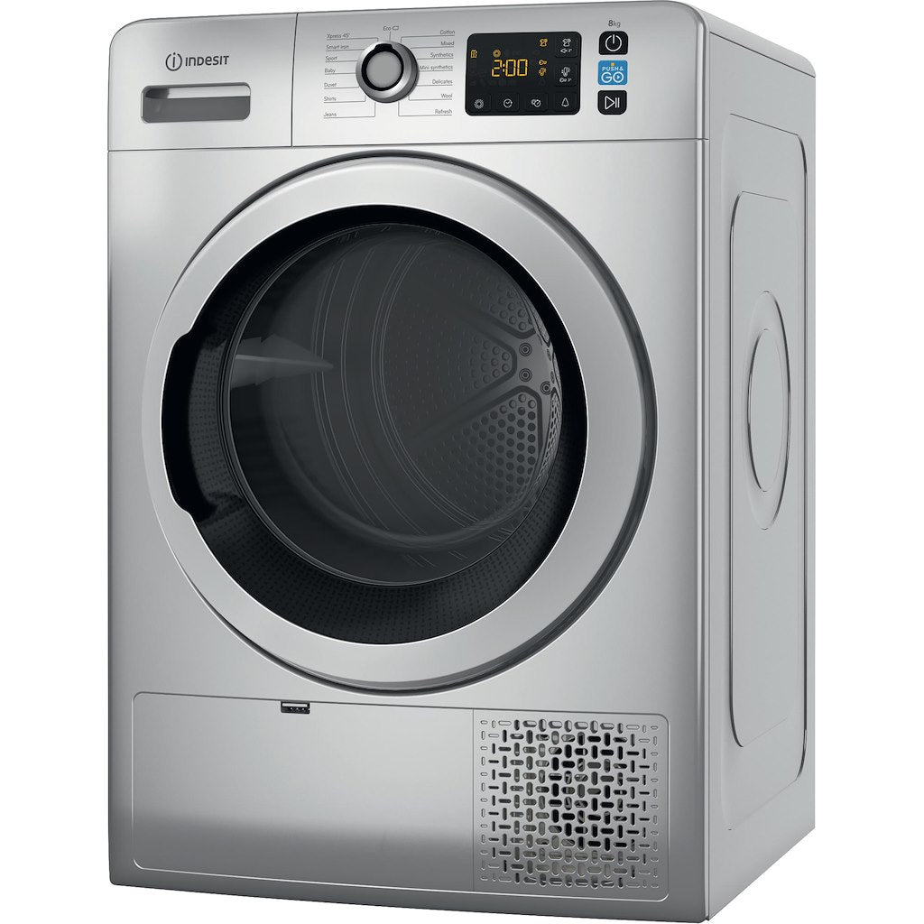 Indesit YT M11 82SS X UK 8kg Freestanding Heat Pump Tumble Dryer - Silver
