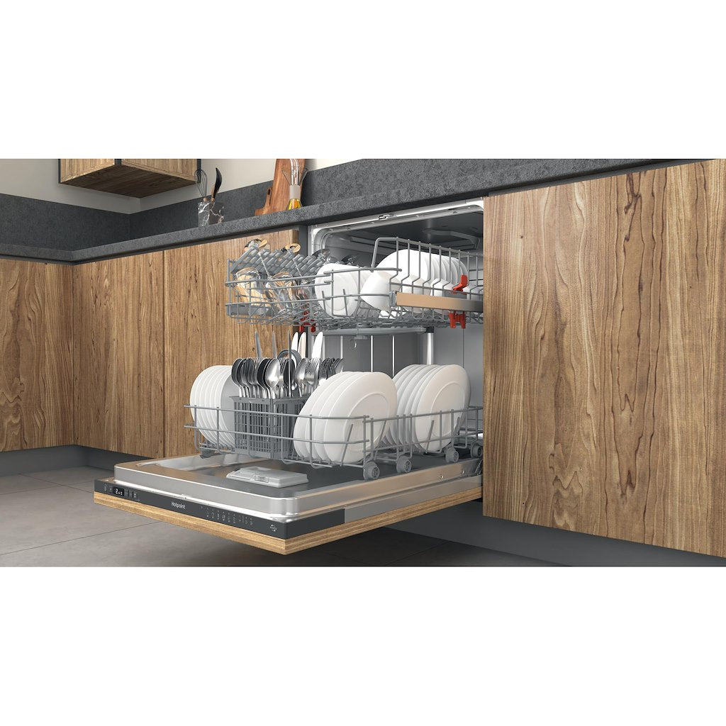 Hotpoint Full Size Built In Dishwasher - Black - 14 Place Settings - E Rated - H2I HD526 B UK