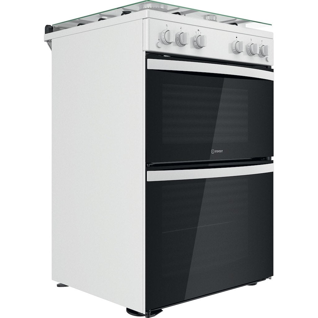 Gas Double Oven Cooker - Dial Controls - White With Click&Clean and Tilting Grill