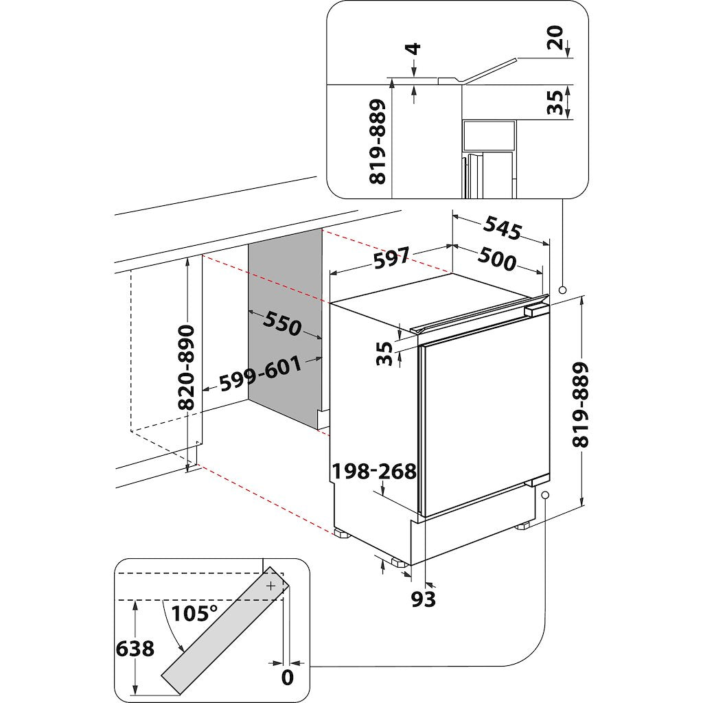 Whirlpool integrated fridge: in White - WBUL011