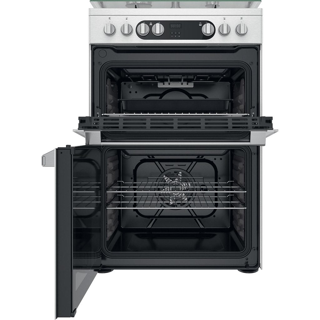 Hotpoint Double Dual Fuel Cooker - Stainless Steel - 60cm - A | A Rated - HDM67G9C2CX/U