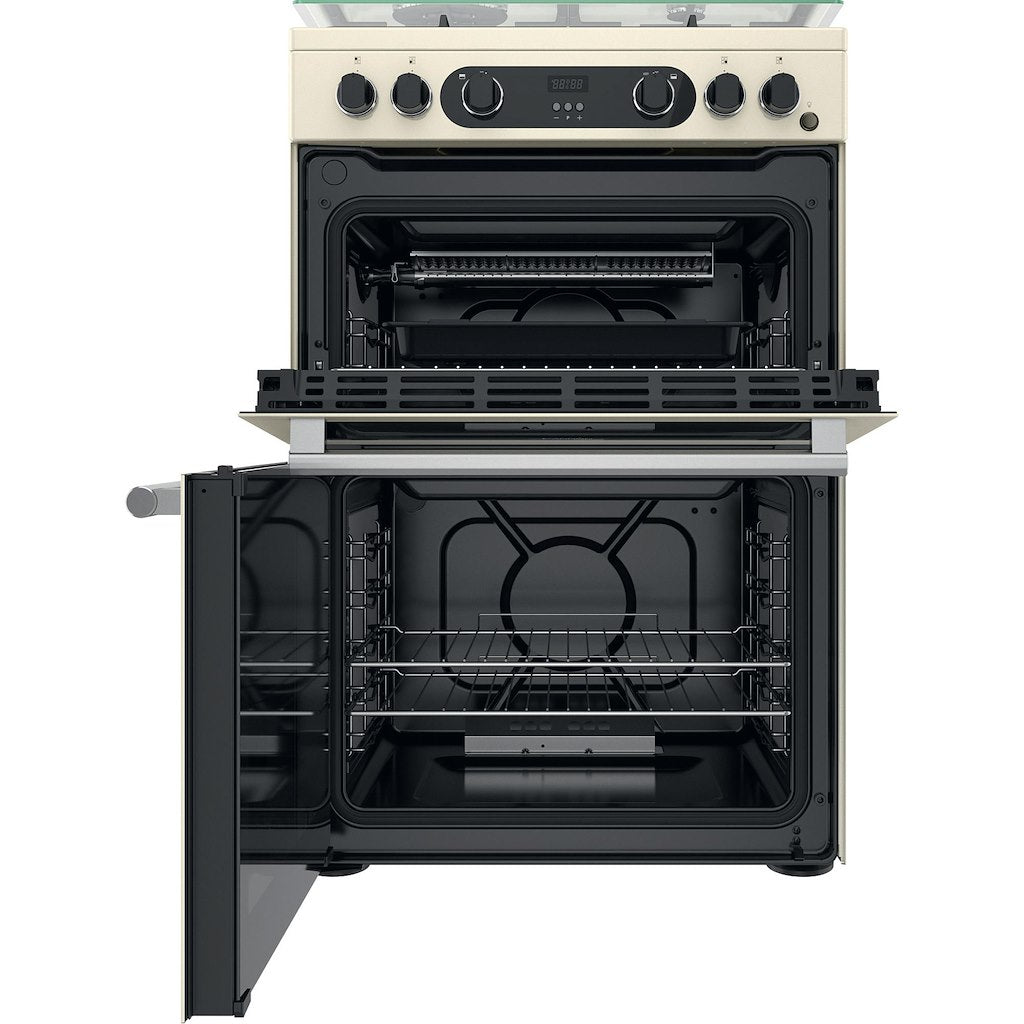 Hotpoint Gas Double Cooker - Cream - 60cm - A+ | A+ - CD67G0C2CJ/UK
