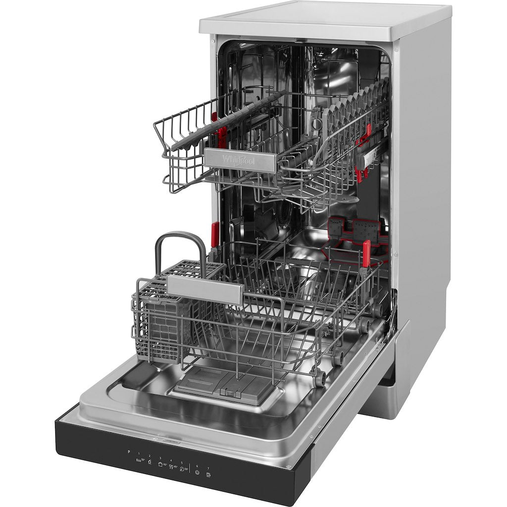 Whirlpool Dishwasher: in Stainless Steel, Slimline - WSFO 3T223 PC X UK