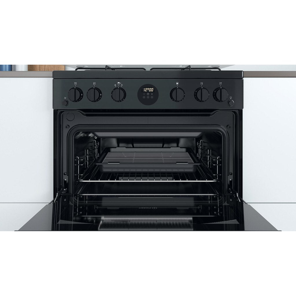 Gas Double Oven Cooker - Digital Display - Black With Click&Clean and Programable Timer
