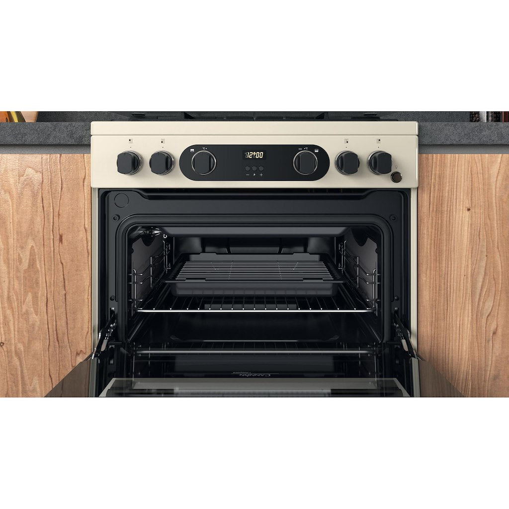 Hotpoint Gas Double Cooker - Cream - 60cm - A+ | A+ - CD67G0C2CJ/UK