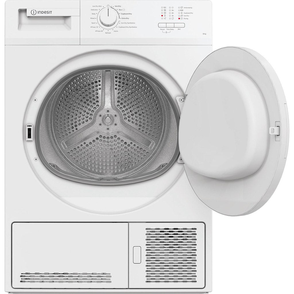 Indesit Dryer 8KG Condenser Sensor Dry White 15 cycles