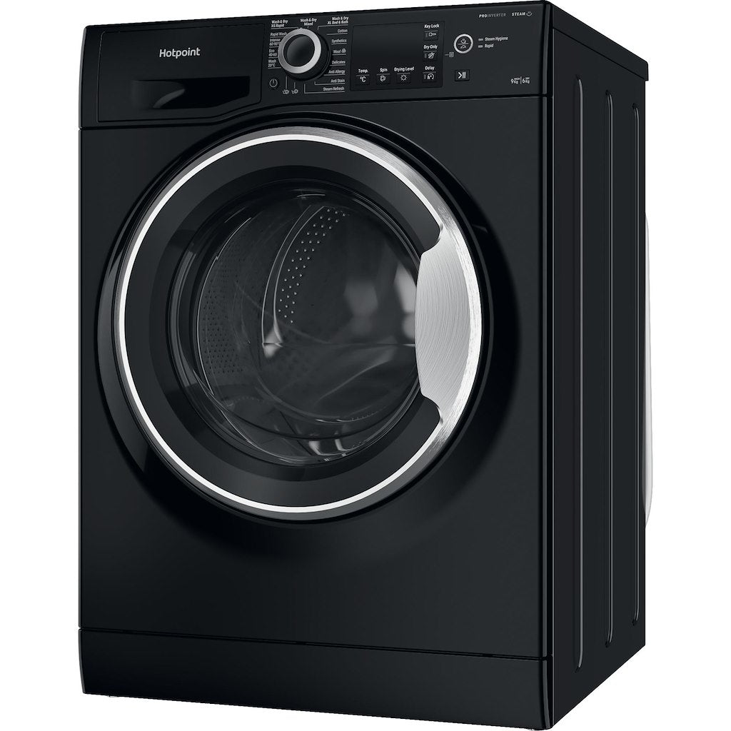 Hotpoint NDB9635BSUK black 9+6kg washer dryer - freestanding