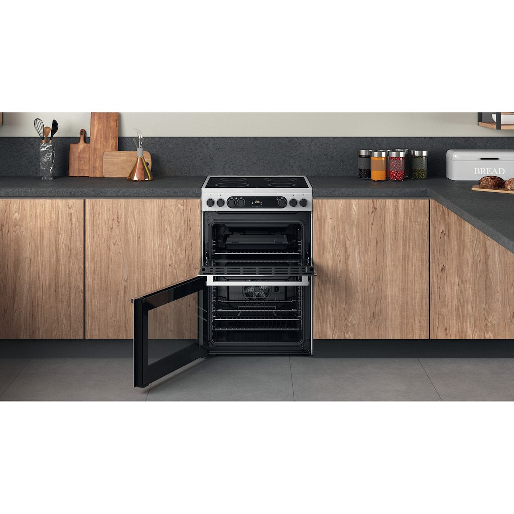 Hotpoint CD67V9H2CX/U Electric Cooker 60cm Double Oven - Inox