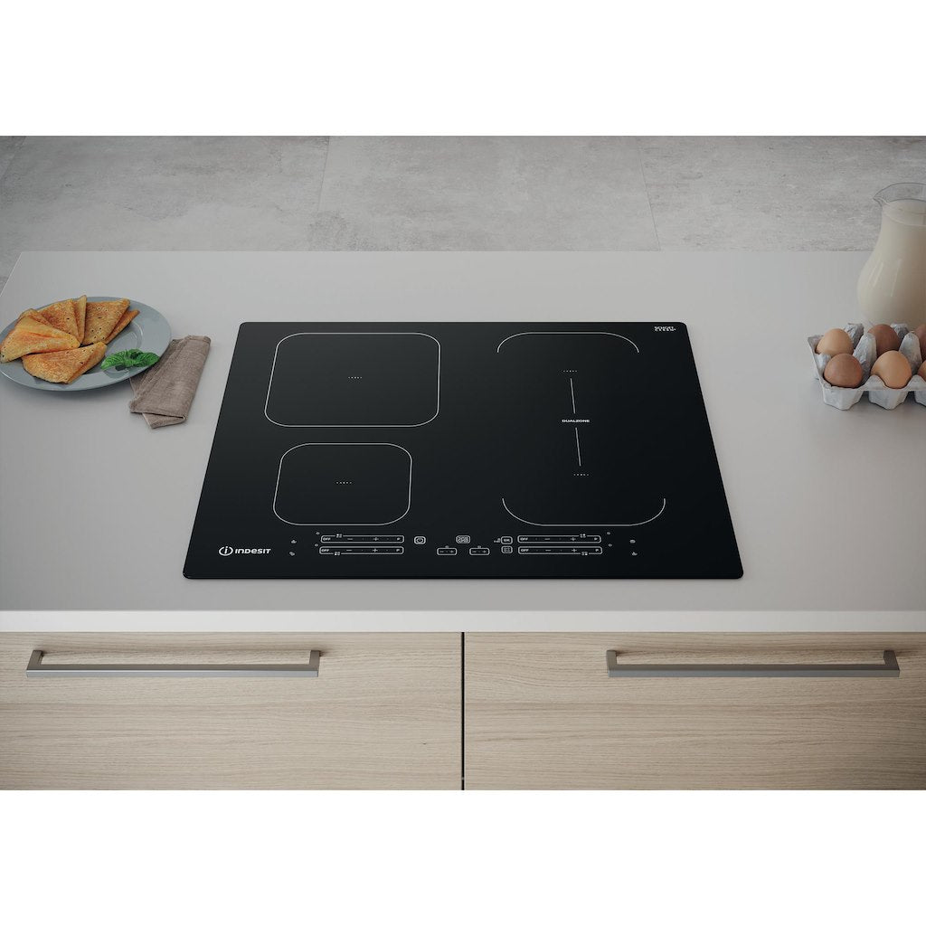 60CM Push&Go Induction Hob - Black - 9 Power Levels - Touch Control With 9 Power Levels and 2 X Dual Zone