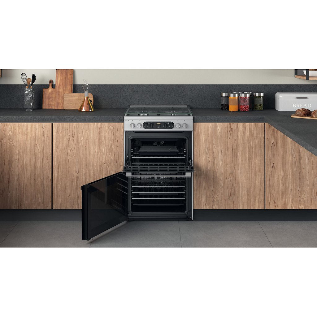 Dual Fuel Double Oven Cooker - Stainless Steel With Two Full Fan Ovens and Steam Function