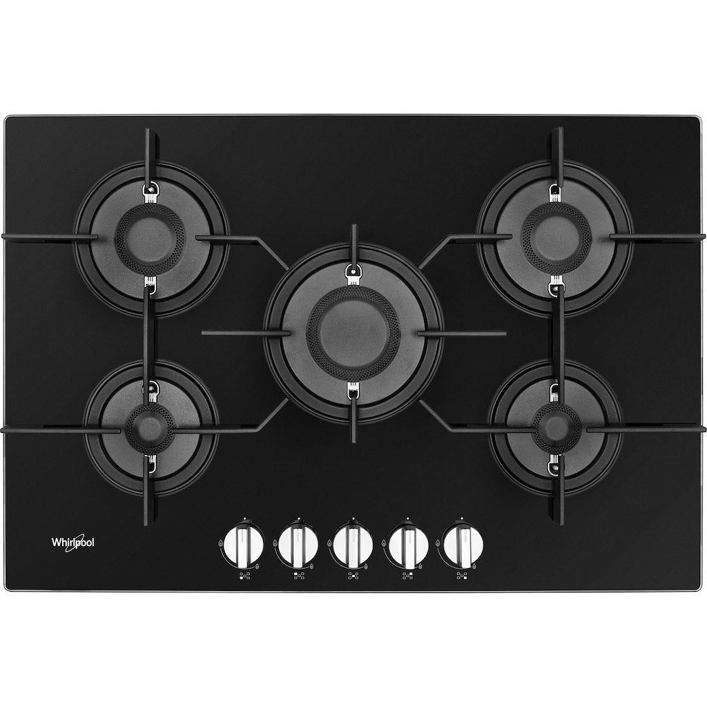Whirlpool POW75D2/NB Gas On Glass 75CM Hob - Black