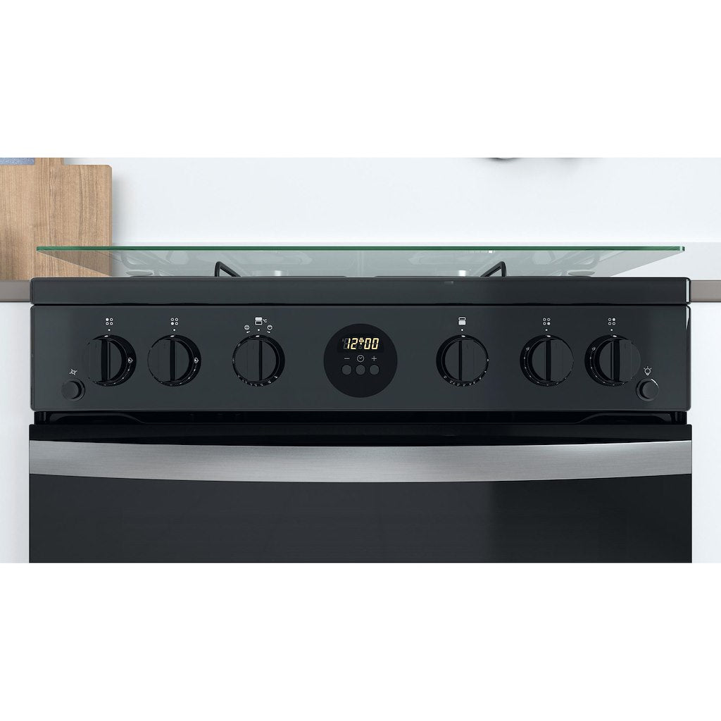 Gas Double Oven Cooker - Digital Display - Black With Click&Clean and Programable Timer