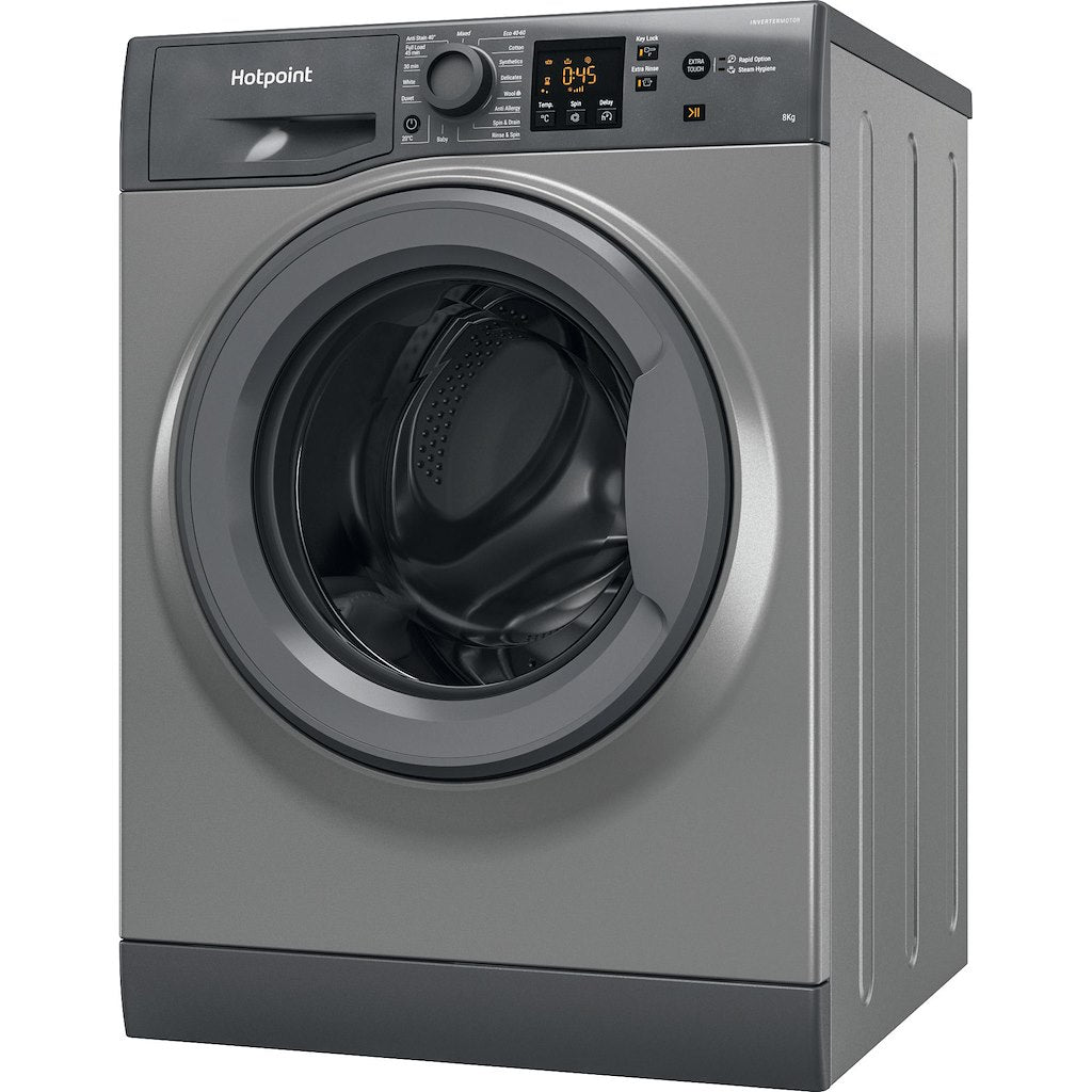 Hotpoint Anti-stain Washing Machine - Graphite - 8kg - 1600rpm - C Rated - NSWM 864C GG UK N