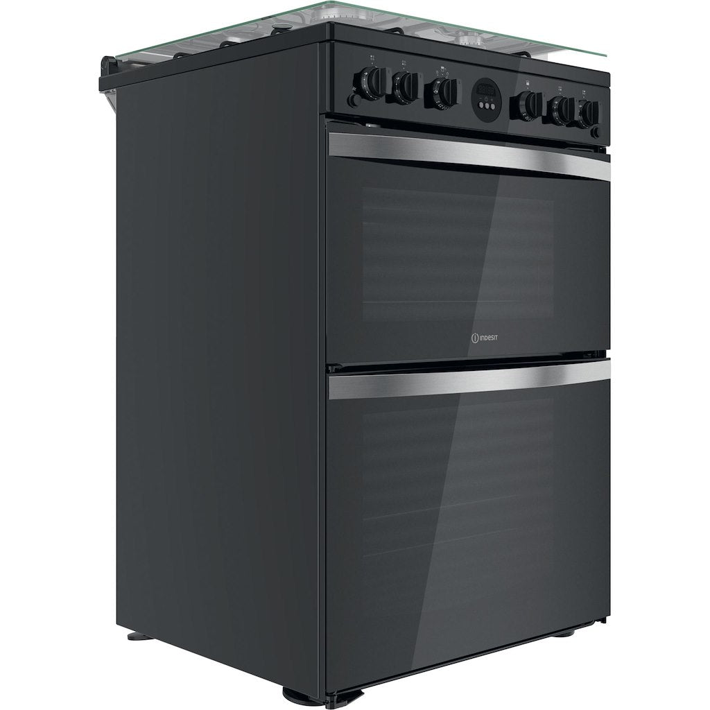 Gas Double Oven Cooker - Digital Display - Black With Click&Clean and Programable Timer