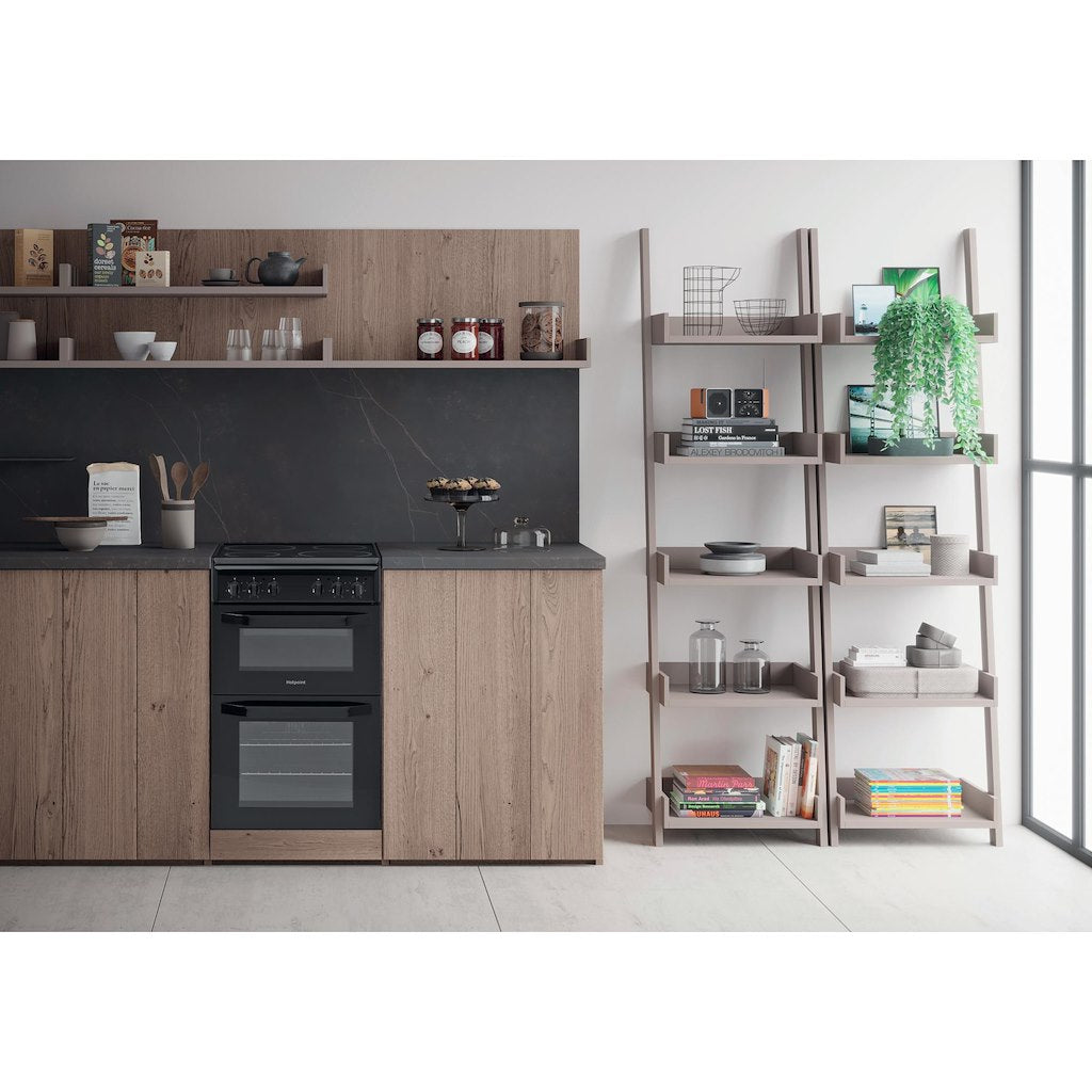 Hotpoint Twin Double Cooker with Ceramic Hob - Black - A Rated - HD5V92KCB/UK