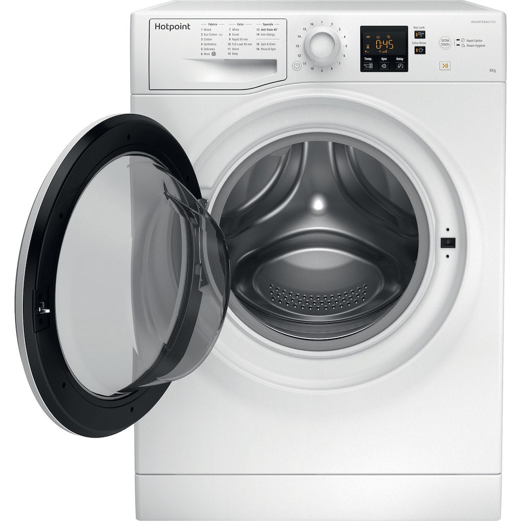 Hotpoint freestanding front loading washing machine: 8kg