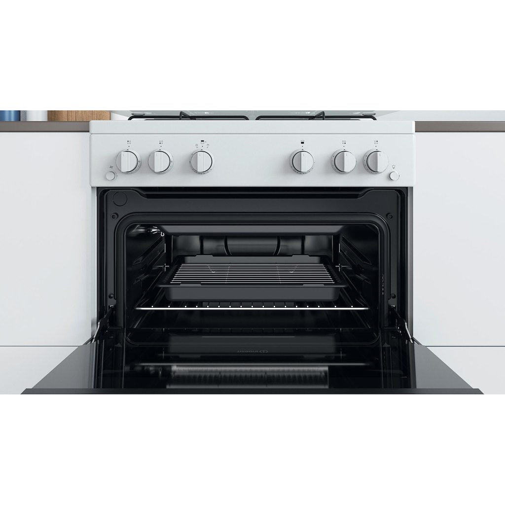 Gas Double Oven Cooker - Dial Controls - White With Click&Clean and Tilting Grill