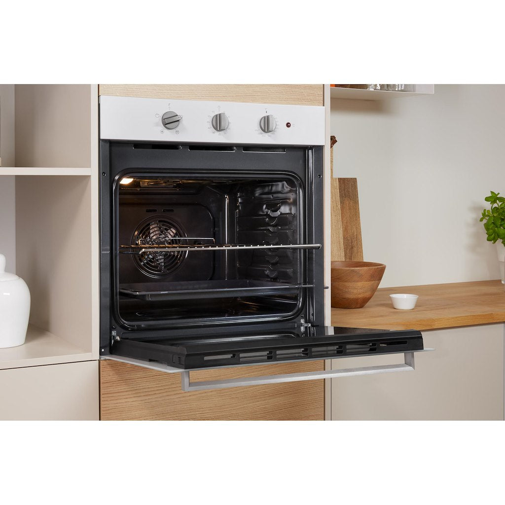 CLICK&CLEAN - Single Fan Oven - 66L - Dial Control - White With Tilting Grill and Programable Timer
