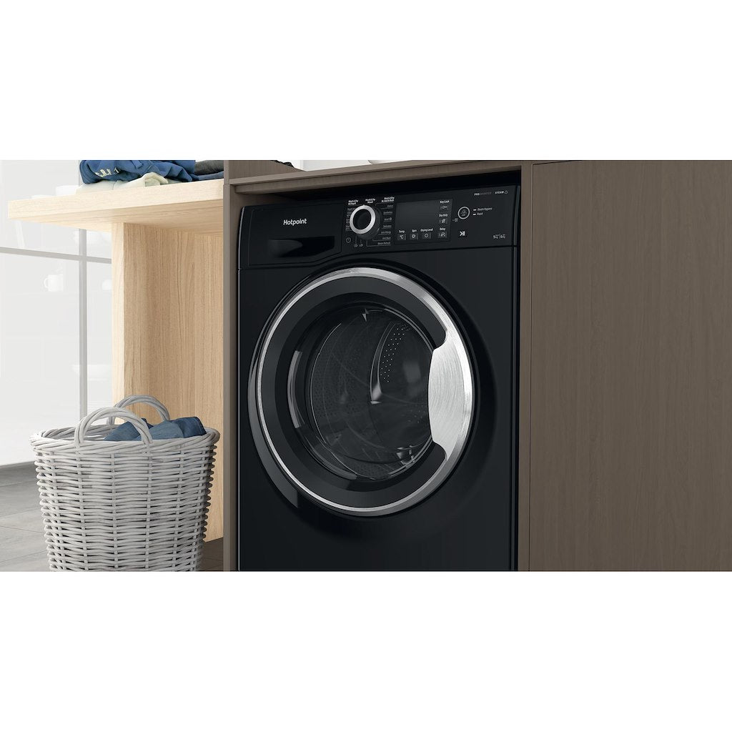 Hotpoint NDB9635BSUK black 9+6kg washer dryer - freestanding