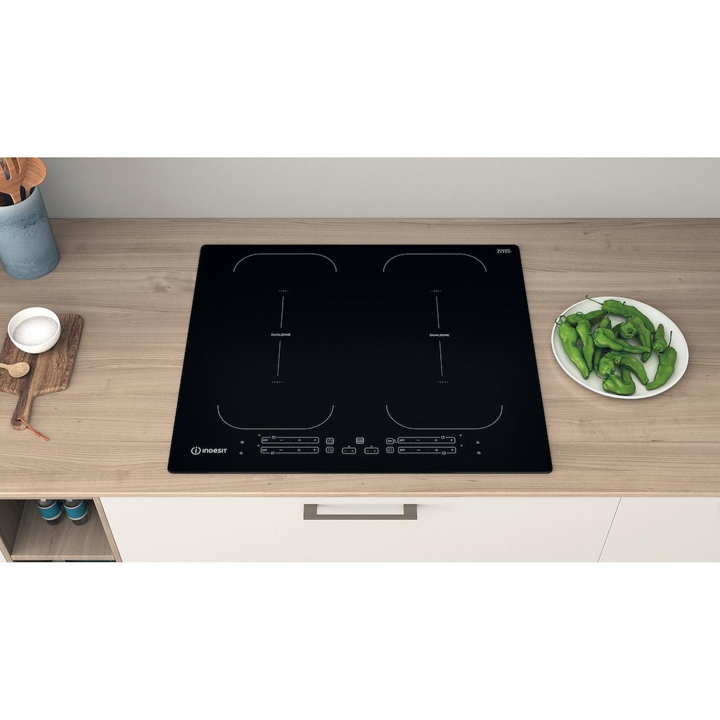 60CM Push&Go Induction Hob - Black - 9 Power Levels - Touch Control With 9 Power Levels and 2 X Dual Zone